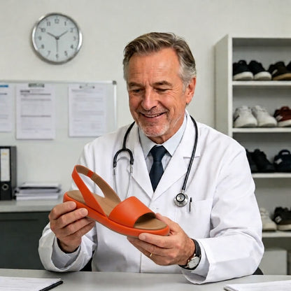 ⏰ Último dia! 30% de desconto! Não perca! ✅ Sandálias em pele italiana genuína com apoio do arco do pé: aliviam a dor nos pés e apresentam um design ergonómico.