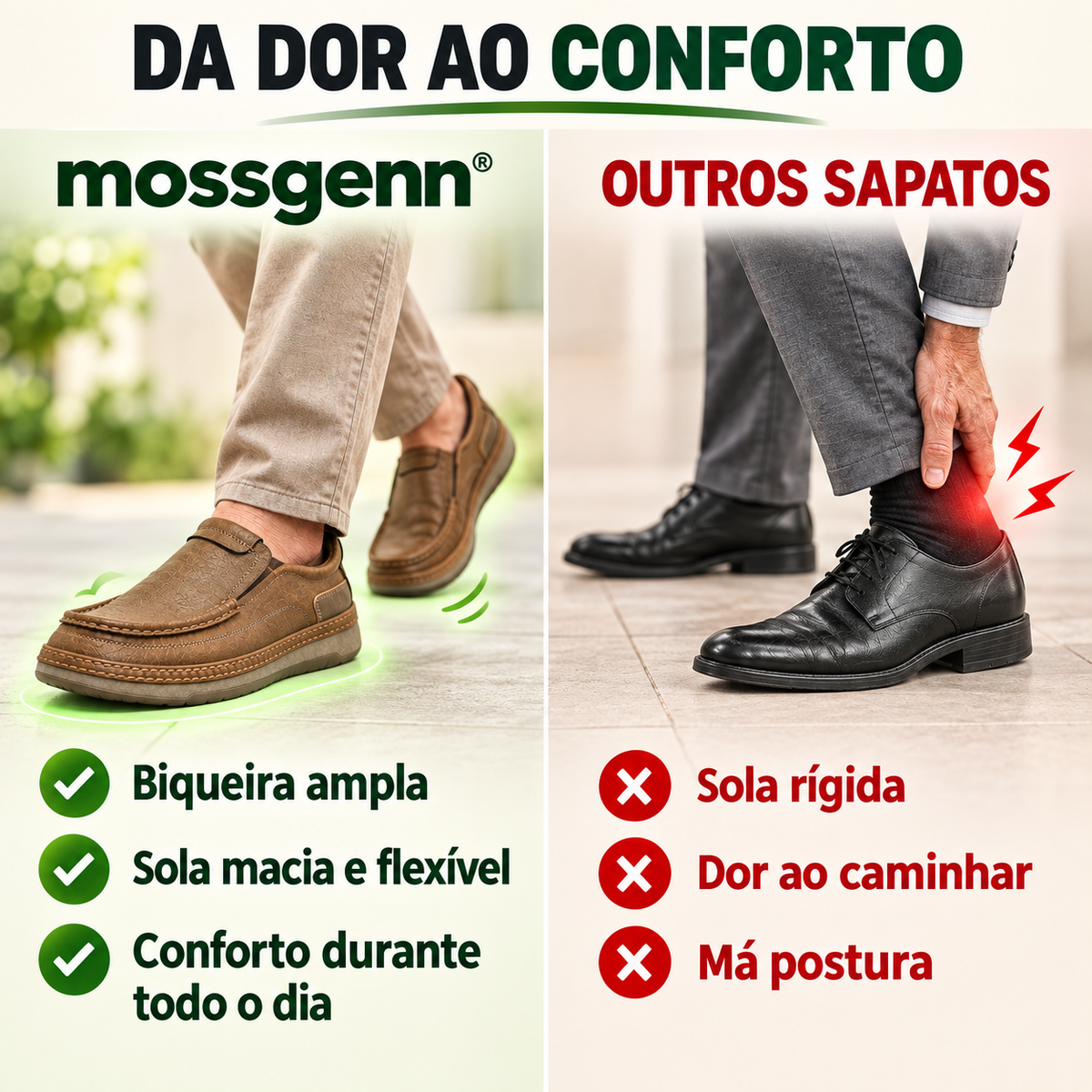 ⚡ 30% de desconto, só desta vez! ⏰ Feito à mão em couro genuíno italiano ✅ Suporte do arco plantar — alivia a dor ✅ Amortecimento, design ergonómico, caminhar sem dor