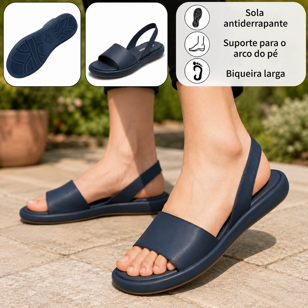 ⏰ Último dia! 30% de desconto! Não perca! ✅ Sandálias em pele italiana genuína com apoio do arco do pé: aliviam a dor nos pés e apresentam um design ergonómico.