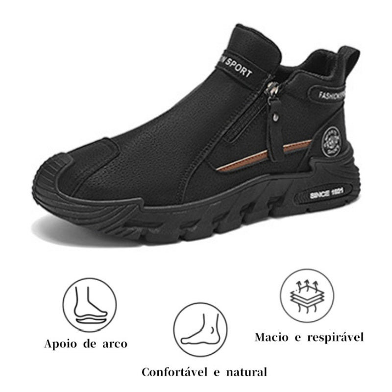 🎉30% de desconto hoje! Sapato ortopédico masculino confortável 🐂 Feito de couro genuíno de vaca australiana 👞 Alivia a dor nos pés - Suporte para arco ✅ Adequado para caminhadas durante todo o dia