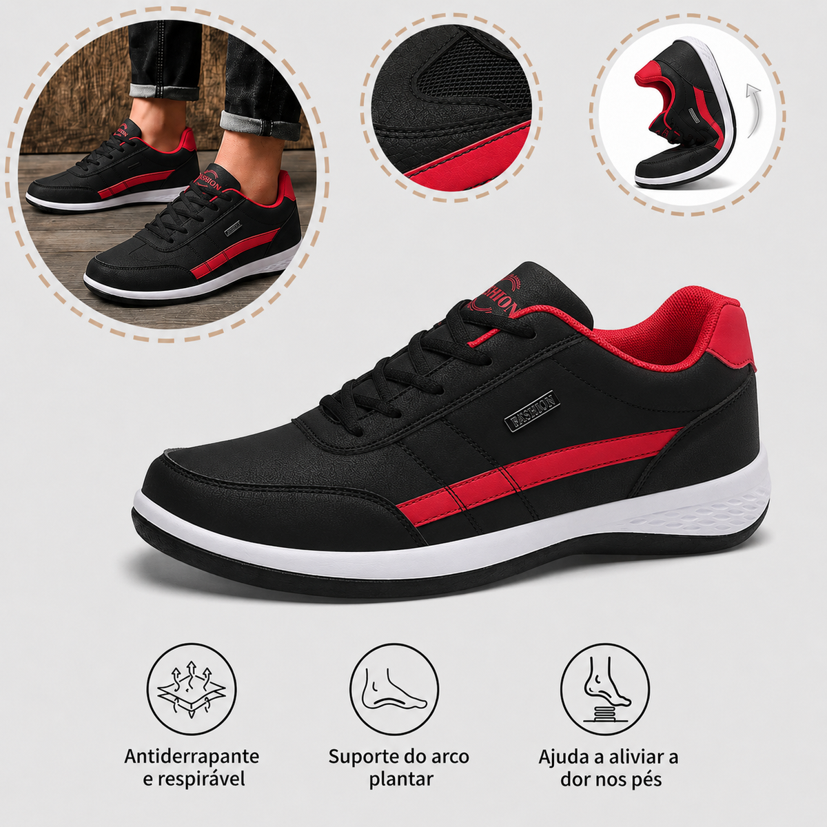 🎁 Último dia com 30% de desconto — não perca! ⏰ Couro genuíno italiano feito à mão ✅ Suporte para o arco do pé — alivia o desconforto ✅ Antiderrapante e confortável, ideal para longas caminhadas.