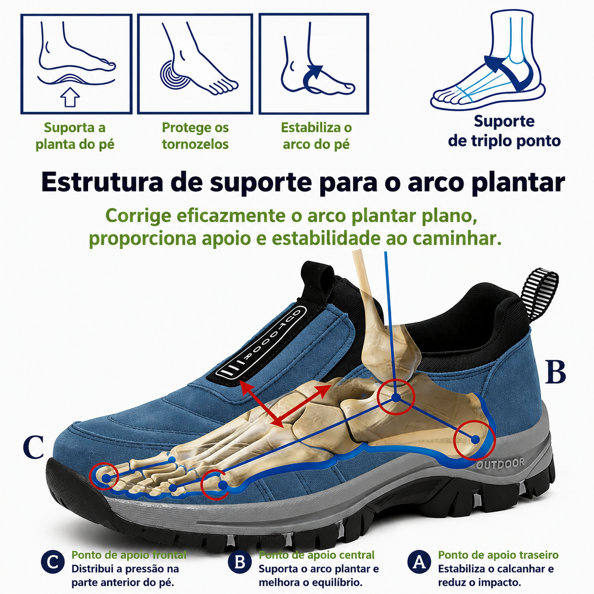⏰ 30% de desconto hoje – Não perca! 🔥 Calçado ortopédico de alta qualidade com design ergonómico e excelente suporte 🦶 Apoio do arco do pé – ajuda a aliviar as dores nos pés.