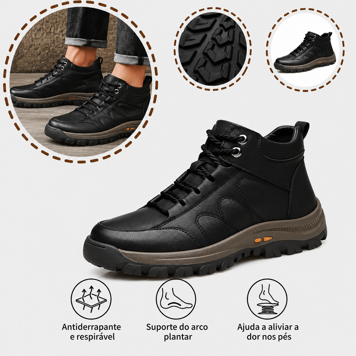 ⏰ Último dia! 30% de desconto! 👞 Sapatos em pele genuína italiana, cosidos à mão 🐂 Sola antiderrapante ✅ Suporte do arco do pé, alívio das dores nos pés, design ergonómico, conforto ao caminhar durante todo o dia.