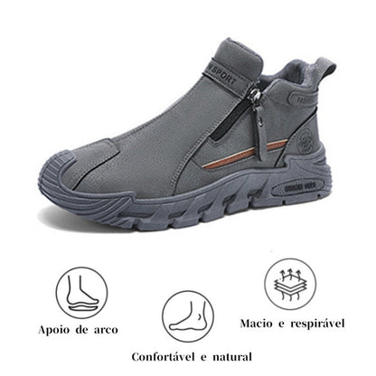 🎉30% de desconto hoje! Sapato ortopédico masculino confortável 🐂 Feito de couro genuíno de vaca australiana 👞 Alivia a dor nos pés - Suporte para arco ✅ Adequado para caminhadas durante todo o dia