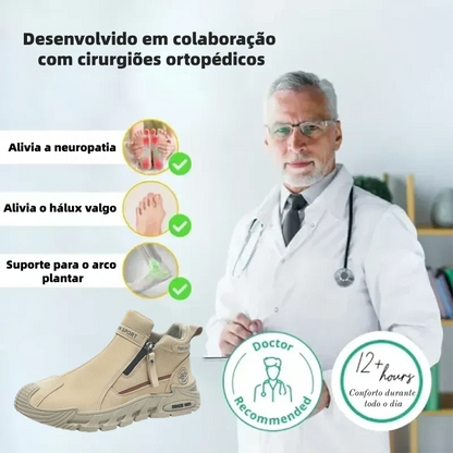 🎉30% de desconto hoje! Sapato ortopédico masculino confortável 🐂 Feito de couro genuíno de vaca australiana 👞 Alivia a dor nos pés - Suporte para arco ✅ Adequado para caminhadas durante todo o dia