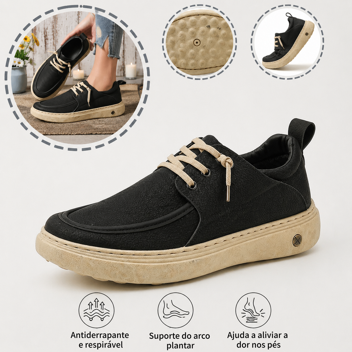 ⏰ Último dia! 30% de desconto! 👞 Sapatos de alta qualidade em pele italiana genuína 🐂 Costurados à mão, macios e confortáveis ✅ Apoio ergonómico do arco do pé, alivia as dores nos pés, caminhada confortável durante todo o dia.