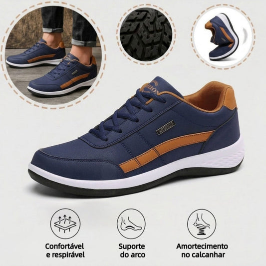 ⏰ Último dia! 30% de desconto! 👞 Sapatos de alta qualidade em pele italiana genuína 🐂 Costurados à mão, macios e confortáveis ✅ Apoio ergonómico do arco do pé, alivia as dores nos pés, caminhada confortável durante todo o dia.
