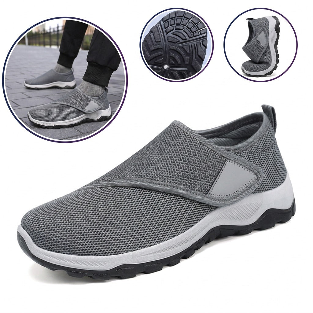 🔥 30% de desconto - Calçado ortopédico com design ergonómico ⏰ Leve e respirável 👞 Suporte de arco para caminhar mais confortável.