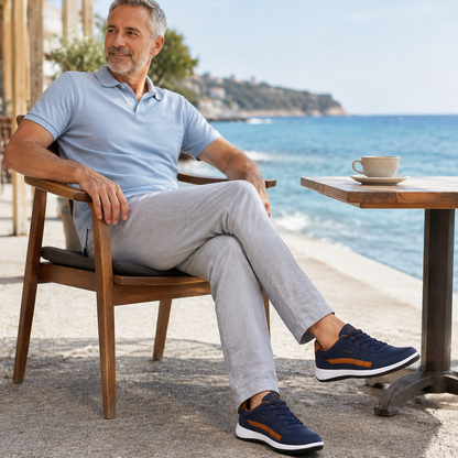 ⏰ Último dia! 30% de desconto! 👞 Sapatos de alta qualidade em pele italiana genuína 🐂 Costurados à mão, macios e confortáveis ✅ Apoio ergonómico do arco do pé, alivia as dores nos pés, caminhada confortável durante todo o dia.