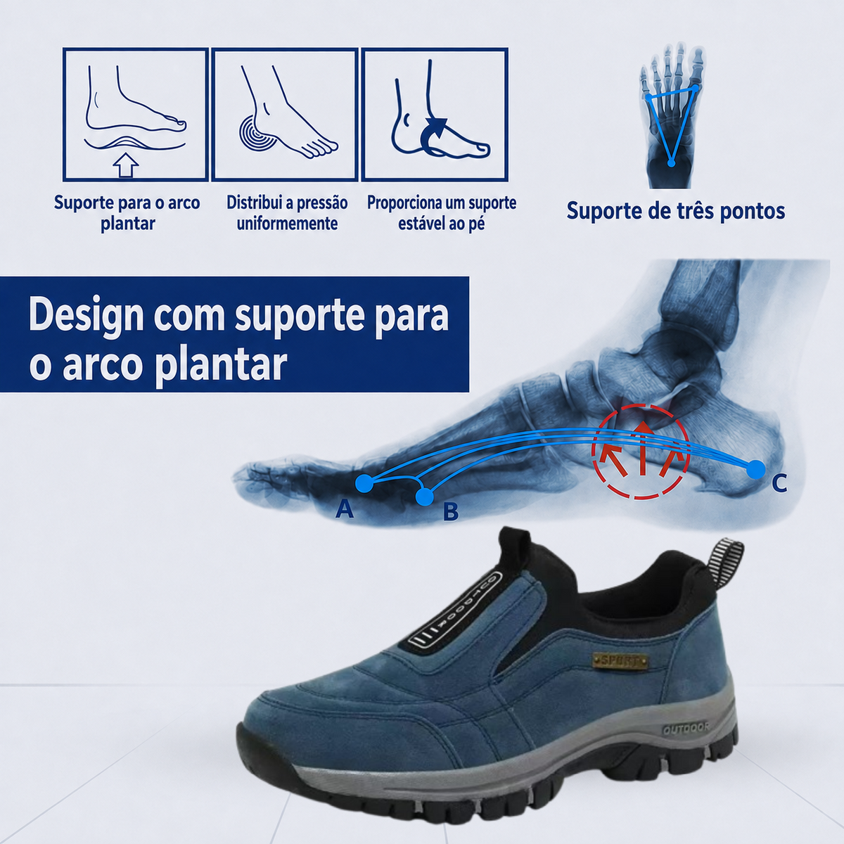 ⏰ 30% de desconto hoje – Não perca! 🔥 Calçado ortopédico de alta qualidade com design ergonómico e excelente suporte 🦶 Apoio do arco do pé – ajuda a aliviar as dores nos pés.