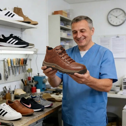 ⏰ Último dia! 30% de desconto! 👞 Sapatos de alta qualidade em pele italiana genuína 🐂 Costurados à mão, macios e confortáveis ✅ Apoio ergonómico do arco do pé, alivia as dores nos pés, caminhada confortável durante todo o dia.