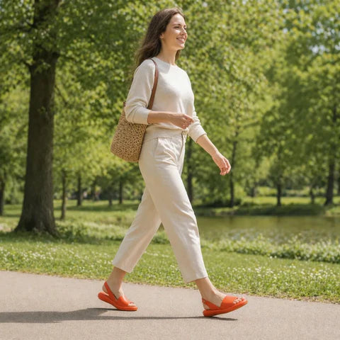 ⏰ Último dia! 30% de desconto! Não perca! ✅ Sandálias em pele italiana genuína com apoio do arco do pé: aliviam a dor nos pés e apresentam um design ergonómico.