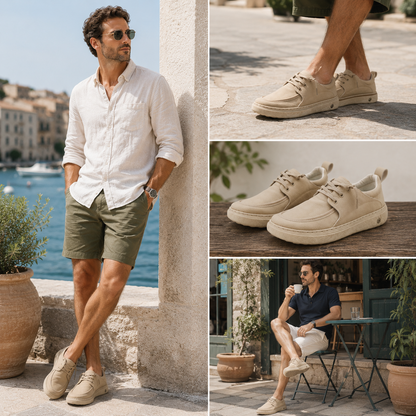 ⏰ Último dia! 30% de desconto! 👞 Sapatos de alta qualidade em pele italiana genuína 🐂 Costurados à mão, macios e confortáveis ✅ Apoio ergonómico do arco do pé, alivia as dores nos pés, caminhada confortável durante todo o dia.