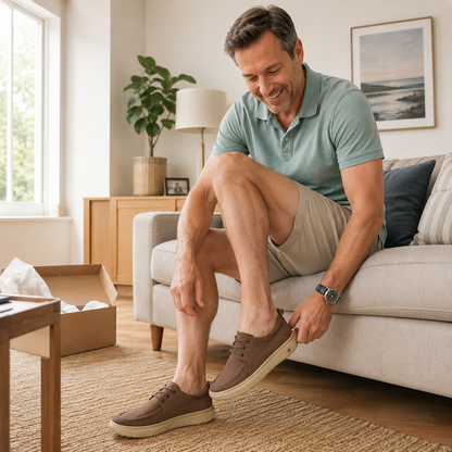 ⏰ Último dia! 30% de desconto! 👞 Sapatos de alta qualidade em pele italiana genuína 🐂 Costurados à mão, macios e confortáveis ✅ Apoio ergonómico do arco do pé, alivia as dores nos pés, caminhada confortável durante todo o dia.