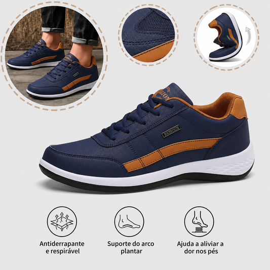 ⏰ Último dia! 30% de desconto! 👞 Sapatos de alta qualidade em pele italiana genuína 🐂 Costurados à mão, macios e confortáveis ✅ Apoio ergonómico do arco do pé, alivia as dores nos pés, caminhada confortável durante todo o dia.