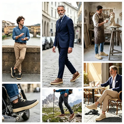 ⏰ Último dia! 30% de desconto! 👞 Sapatos de alta qualidade em pele italiana genuína 🐂 Costurados à mão, macios e confortáveis ✅ Apoio ergonómico do arco do pé, alivia as dores nos pés, caminhada confortável durante todo o dia.